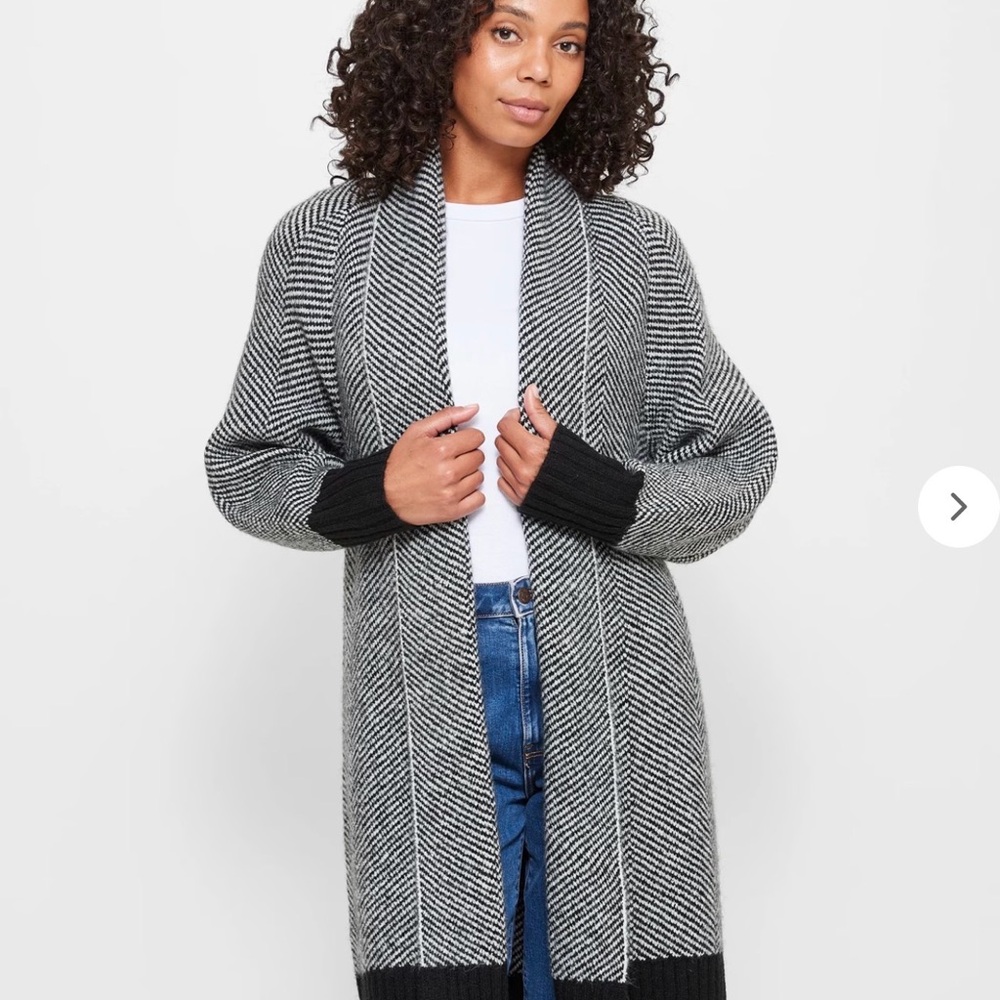Women's Black and Gray Sweater Cardigan